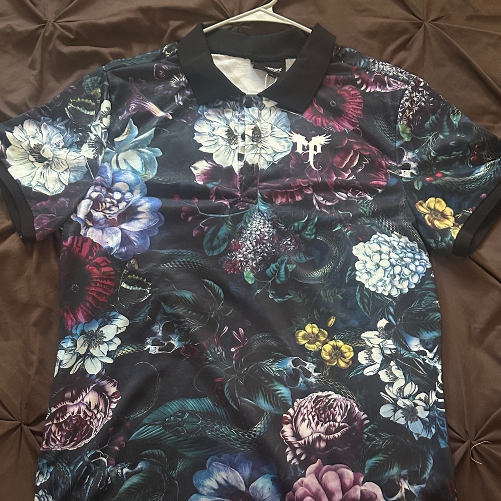 Fresh Black Floral Men's Polo Shirt